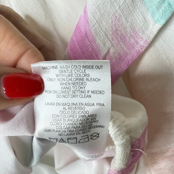 Gianni Bini‎ Brushstroke Off-Shoulder Ruffle Crop Top Puffy Sleeves Size Medium - Picture 8 of 8